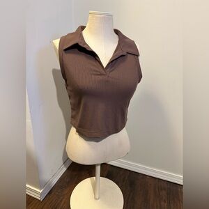 Calvin Klein Brown Ribbed Crop Top